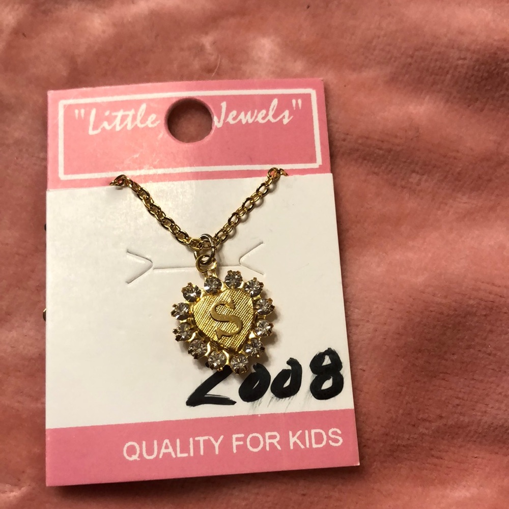 “S” charm 16” gold necklace